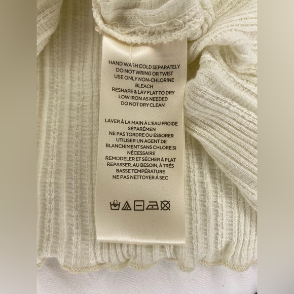 NWT Free People Amiri Knit Top Tofu Ivory Rhinestone Buttons XS - Picture 14 of 15